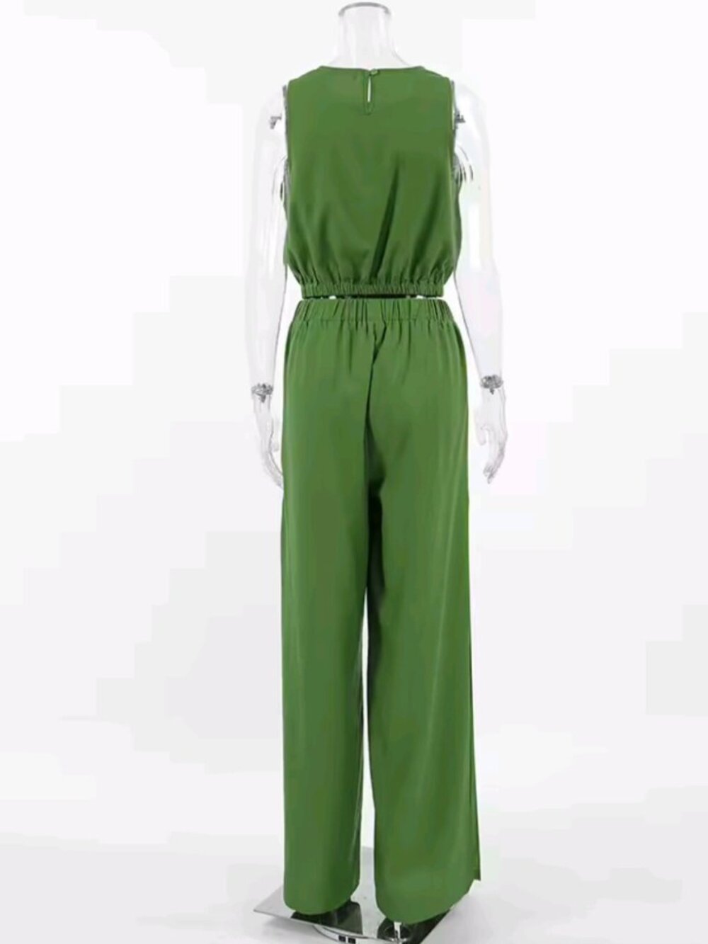 Casual Women's Vest and Slit Pants Two-Piece Set Cotton and Linen Solid Color Pa - Picture 5 of 5